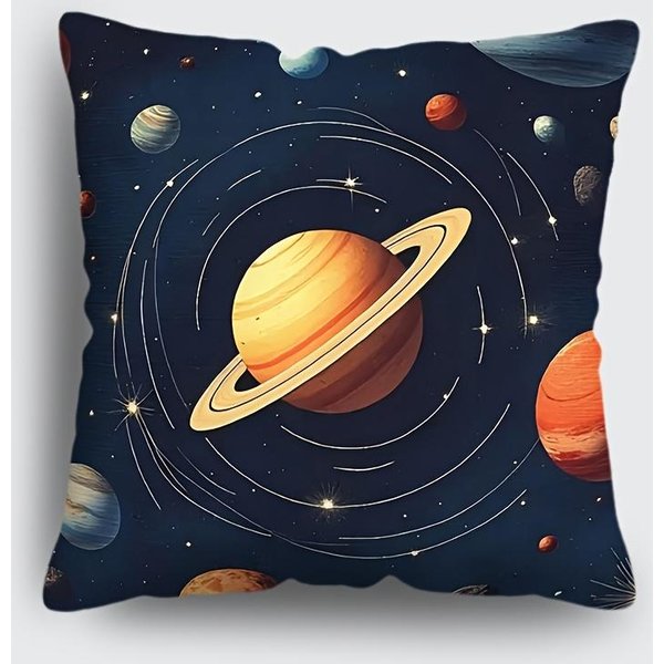 Vikama Poszewka Na Poduszkę UkłAd SłOneczny Planetarny Poszewka Na Poduszkę Niebo Gwiezdne Kosmiczny WzóR Poszewka Na Poduszkę Sofa Sypialnia Dekoracyjna Poszewka 50X50Cm-image