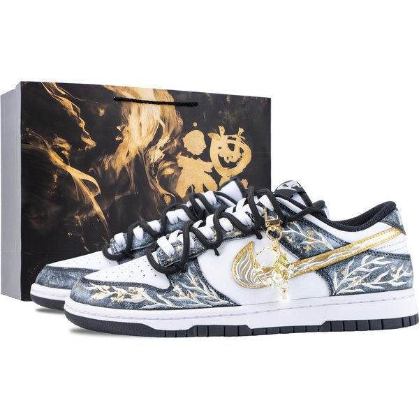 Nike Dunk Cloud Willow Oczar Odporne Na śCieranie AntypośLizgowe Niskie Buty Skateboardowe Unisex Czarno-ZłOte Dd1503-101(Zespół626-) 44.5 Gray-image
