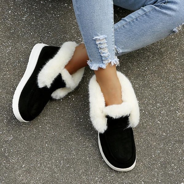 Nuevas Botas De Nieve Para Mujer, CóModas Y Sin Cordones, CáLidas Y Afelpadas, Para Invierno, Zapatos De Gamuza, Calzado Femenino, Botas Femeninas 36-image