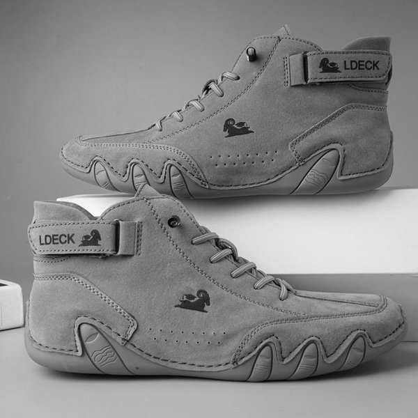 Luksusowe Buty Casualowe MęSkie Sneakersy 2024 MęSkie Sneakersy High Top Zimowe CiepłE Modne Designerskie Mokasyny Buty Sznurowane MęSkie Botki 39 Szary-image