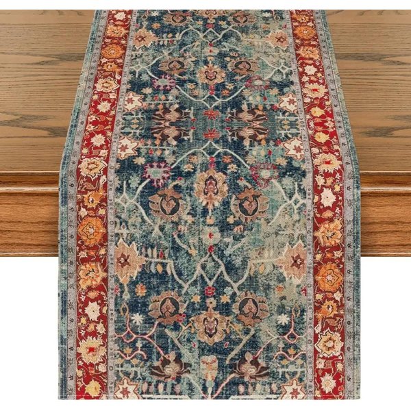 Styl Boho Bohemia Czerwone Lniane BieżNiki ŚLubne Dekoracje Zmywalne BieżNiki Na Stół Kuchenny Jadalnię Dekoracje Imprezowe 150X33Cm Black-image