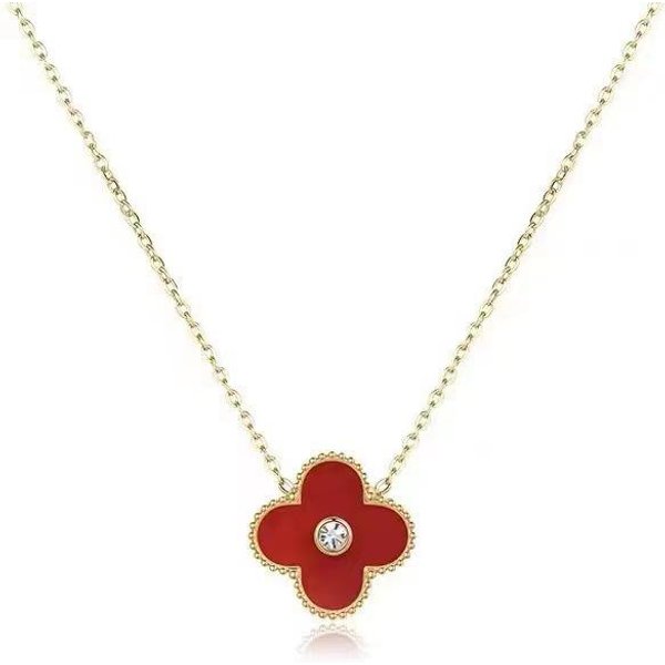 Nuevo Collar De TréBol De Cuatro Hojas De Acero De Titanio Para Mujer, Nicho De Lujo Ligero, VersióN Alta, Colgante De Cadena Para ClavíCula De Hierba De La Suerte Gray-image