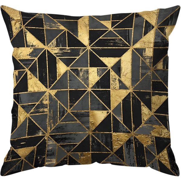Textura Minimalista Negro Oro Abstracto Cojines Funda De Almohada PoliéSter Funda De CojíN CojíN Decorativo Para El Hogar Coche Sofá 45X45Cm Black-image