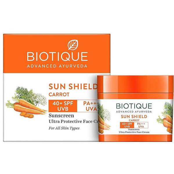 Biotique Bio Marchew SPF 40 Krem Do Twarzy | 50Ml Filtr PrzeciwsłOneczny Uva/Uvb | Przeciwstarzeniowy I ŁAgodząCy Suchą SkóRę | 100% Botaniczne Ekstrakty Orange-image