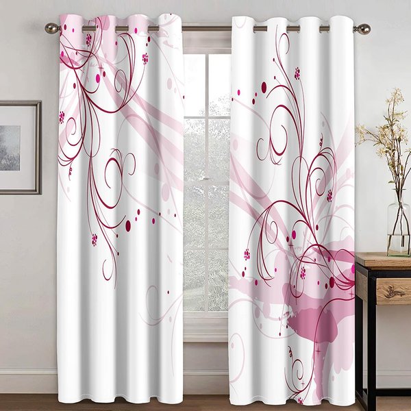 Cortinas Con SíMbolo Musical 3D PúRpura Verde Dorado Floral 2 Paneles Sala De Estar Dormitorio Cocina BalcóN DecoracióN De Ventana Cortinas 50W160H(Cm)X2Pcs&Grommet Top-image