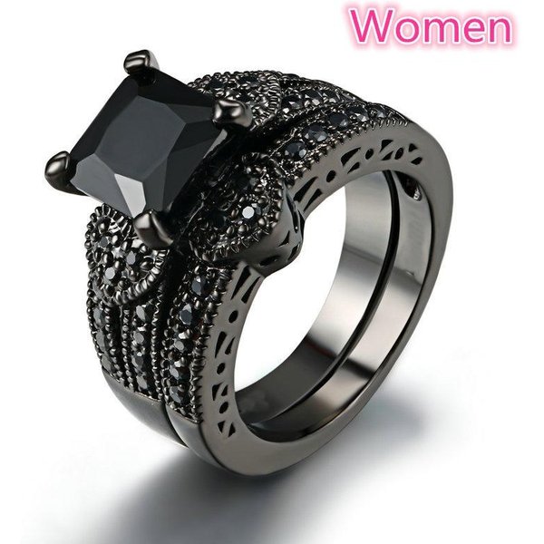 Anillos De Pareja De Moda Para Mujer Con PedreríA Roja Anillos De Circonita Set Anillos De DragóN Celta De Acero Inoxidable Para Hombre JoyeríA De Alianza De Boda 12 Black-image