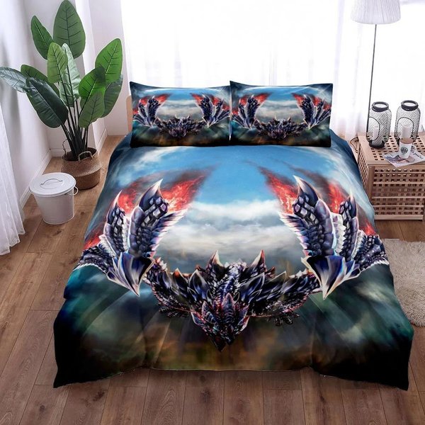 ColeccióN De Fundas NóRdicas Monster Hunter World TamañO King Queen Doble Full Twin Individual Con ColeccióN De Ropa De Cama 135X200Cm-2Pcs Gray-image