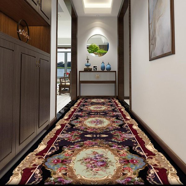 Alfombra De Pasillo Largo Estilo Europeo DecoracióN De Sala De Estar Runner De Pasillo Alfombra Estilo Persa FáCil De Limpiar Antideslizante Escalera Alfombra Personalizada 160*200Cm Gray-image
