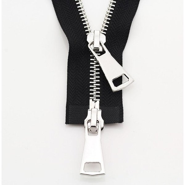 1PC DIY Kurtka Do Szycia Metalowy Zamek Otwarty PodwóJny Suwak DłUgi Suwak Akcesoria OdzieżOwe 70Cm Czarny-image
