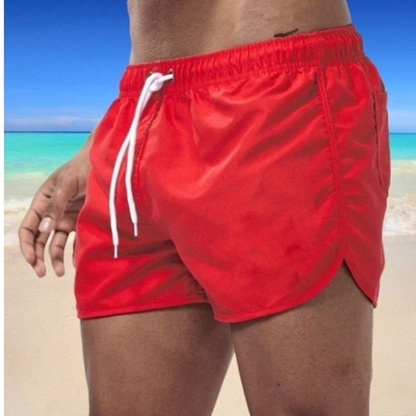 BañAdor De Secado RáPido Para Hombre, Pantalones Deportivos, Traje De BañO, Pantalones Cortos De Playa, Pantalones Cortos Para Correr L Rojo-image