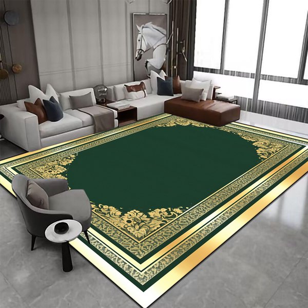 DużY Zielony Luksusowy Dywan 200X300 Cm AntypośLizgowy Zmywalny Dywanik Do Strefy Sofy Do Salonu Sypialni Pokoju Dziennego Dekoracja 100*200Cm-image