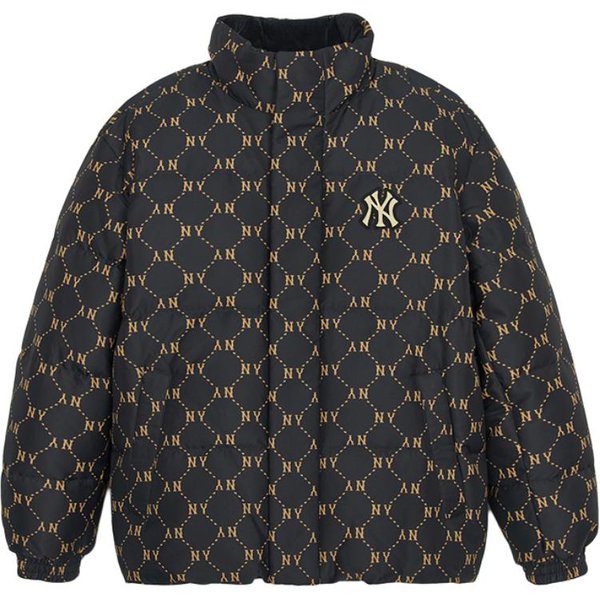 MLB New York Yankees DiseñO Con Estampado De Letras Cuello Alto CóModo Manga Larga Chaqueta De PlumóN Unisex Ropa De Abrigo Negra 3ADJM1046-50BKS XS Black-image