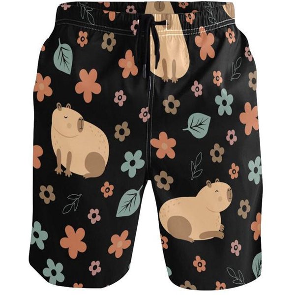 Pantalones Cortos De Playa Capibara Estampado 3D Animal De Dibujos Animados Para Hombre Verano Fresco Pantalones Cortos De Surf Secado RáPido Deportivos Sueltos BañAdores Ropa Para NiñOs XL-image
