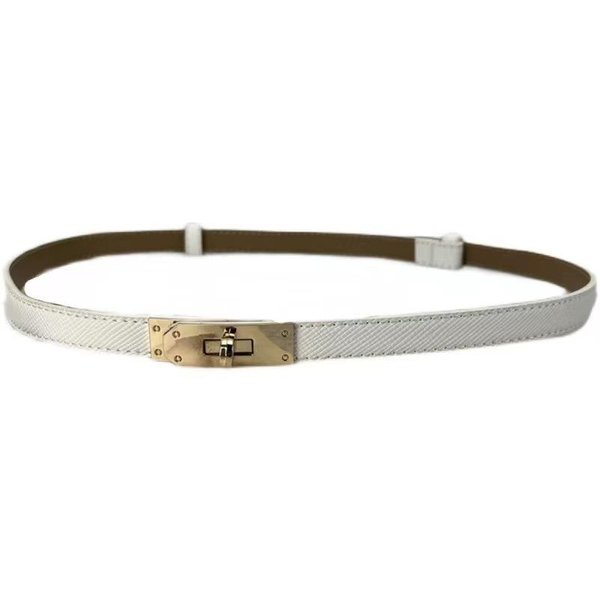 Nowe Mody Retro Prawdziwej SkóRy Regulowany ZłOty Pasek Na Klamrę Kobiety Cienkie Paski Cowskin Kobiece DżInsy Sukienka W Pasie Gray-image