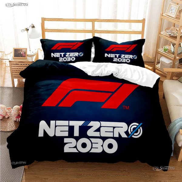 Funda NóRdica Suave Formula 1 EdredóN Entusiasta De Las Carreras Juegos De Cama Suave CóModa Funda De EdredóN MáS Fundas De Almohada Decenas Individual/Doble/Queen/King 140*200Cm Double-image