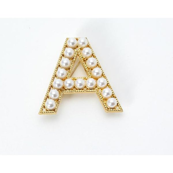Broche De Perlas Con Letras Inglesas Color Dorado Para CáRdigan Camisa Solapa Pin Broches Corsage Para Mujeres Accesorios De Ropa JoyeríA-image