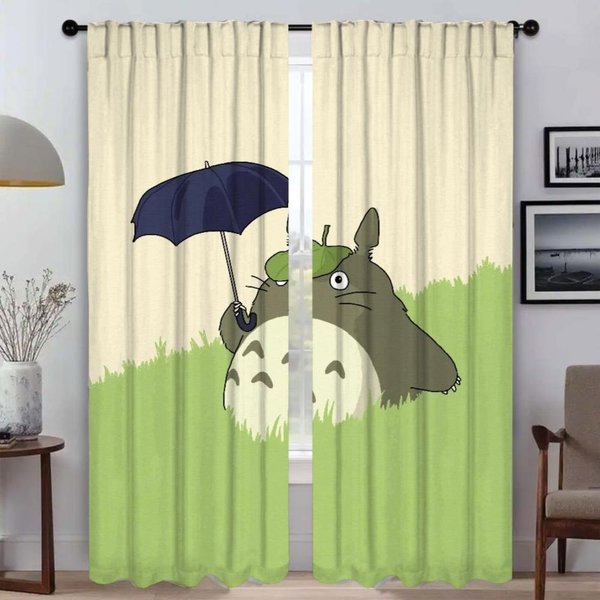 Cortinas Antimosquitos Totoros Para Sala De Estar Cortina Para Ventana De HabitacióN 2 Paneles Cortinas Para Interior Del Hogar ParticióN Persianas Cocina W50Xh70Cmx2Pcs-Cl-image