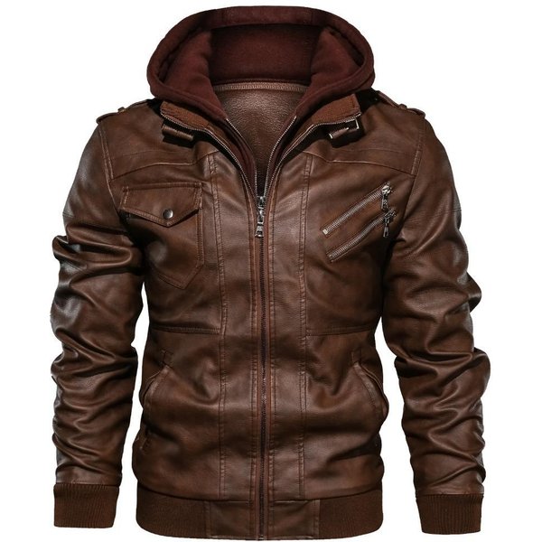 Chaqueta De Cuero PU Lavado Para Hombre Talla Grande Chaqueta De Cuero 3XL-image