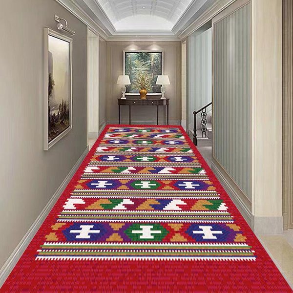Alfombra De Pasillo Estilo ÉTnico Retro DecoracióN Del Hogar Felpudo De Entrada SalóN Dormitorio Hotel SalóN Pasillo Antideslizante Alfombra De ÁRea Grande 60X200Cm-image
