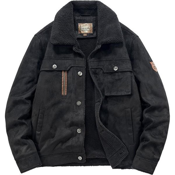 Nuevo Abrigo De AlgodóN De Terciopelo De Piel De Ciervo Para Hombre OtoñO E Invierno Abrigo De AlgodóN Engrosado De Invierno Abrigo De AlgodóN Volador Con Solapa De Terciopelo Plus 5XL-image