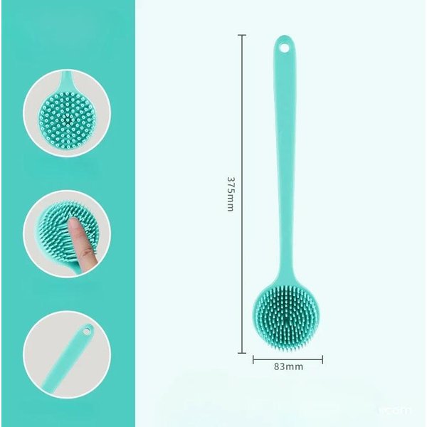Cepillo De BañO De Silicona De Doble Cara Con Mango Largo, Cepillo De BañO Corporal Con Mango Largo, Cepillo Exfoliante Para Masaje De Ducha Y Espalda.-image