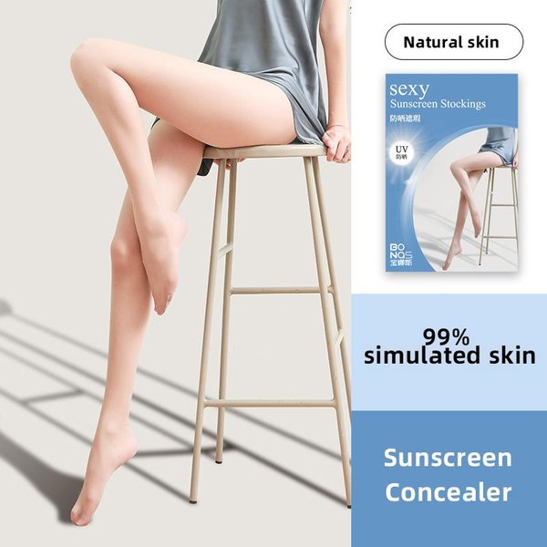 Medias De Verano Ultradelgadas Con ProteccióN Solar UV Para Mujer Antienganches Calcetines Disimuladores Pierna Desnuda Sin Marca Calcetines De Rejilla M-image