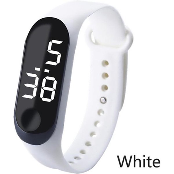 Reloj Digital LED De 6 Colores Reloj De Pulsera Con Pantalla TáCtil Pulsera Deportiva Reloj ElectróNico Informal Reloj Deportivo Blanco-image