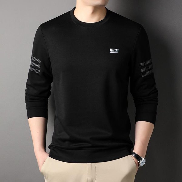 Sudaderas Casuales De OtoñO Para Hombre De Moda, Cuello Redondo, Holgadas, Camisetas BáSicas, Ropa Para Hombre Estampada De Moda Para JóVenes Xxxl Black-image