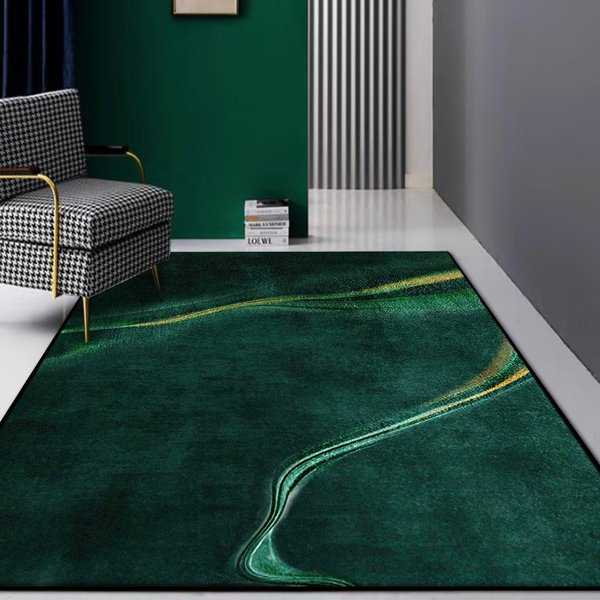 Alfombra Grande Minimalista De Lujo Ligero Para Sala De Estar Color SóLido DecoracióN Del Hogar Alfombra Para Dormitorio 200X300 Verde Suave Antideslizante Alfombras De Piso 100*200Cm-image
