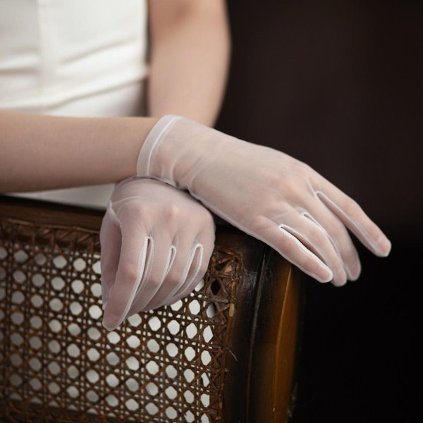 Guantes Cortos Negros Blancos EláSticos De Malla SóLidos Simples Para Bodas Nupciales Transparentes Ultra Finos Para Mujeres Etiqueta Actuaciones En Escenario One Size Gray-image