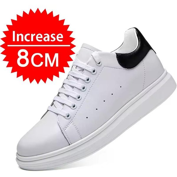 Zapatillas De Hombre De Cuero Genuino 2024 Zapatos Elevadores Zapatos Invisibles Transpirables Para Aumentar La Altura 8/10Cm Zapatillas Casuales De Moda Para Hombre 41 White-image