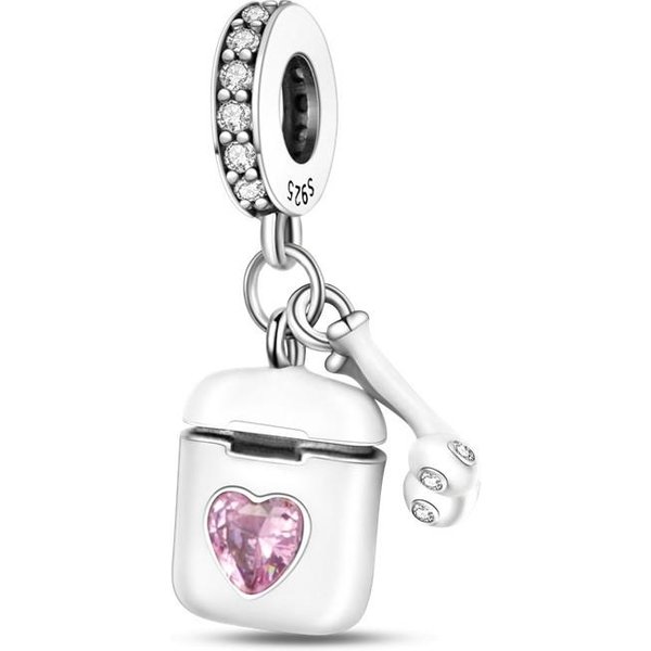 Colgantes Decorativos Con Forma De Auriculares Esmaltados Elementos De Cuentas Caja De Auriculares De Cobre AutéNtico Colgante Adecuado Para Pulsera Estilo Pandora AutéNtica Collar White-image