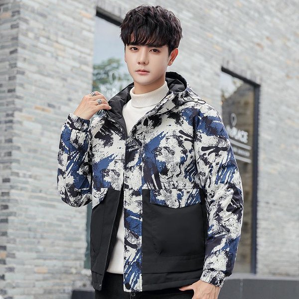 Chaqueta De PlumóN Para Hombre Nueva CáLida Engrosada Abrigo De Invierno Guapo De Moda Marca Corta Ropa De Invierno Para Estudiantes Xxxl Azul-image