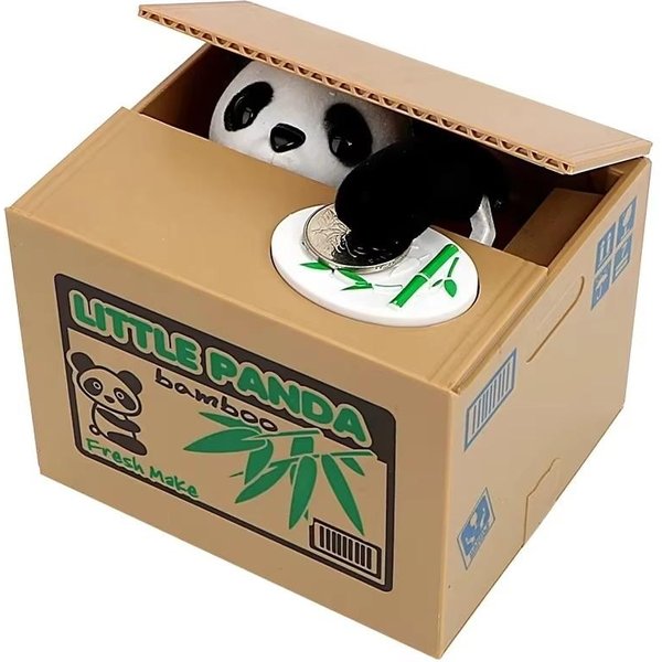 Hucha Panda AutomáTica, Hucha Gato Y Perro Roba Monedas, Caja Para Ahorrar Dinero, Huchas ElectróNicas, Regalo Para NiñOs, DecoracióN Del Hogar, Lindo Black-image