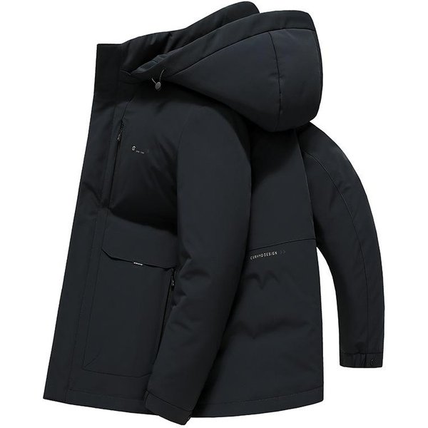 Chaqueta De Plumas Para Hombre Invierno Nuevo Estilo Capucha Desmontable PlumóN De Pato Para Hombre De Mediana Edad Casual Gruesa CáLida Y FríA 4XL-image