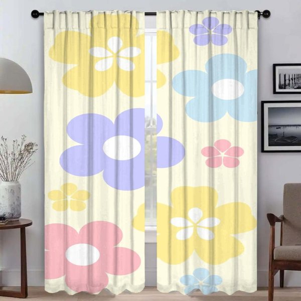 Cortinas De Cocina Con Flores Kawaii 2 Piezas Cortina Opaca Para HabitacióN 2 Paneles De Tul Para Dormitorio Cortinas Divisorias Hogar Elegante W50Xh70Cmx2Pcs-Cl-image