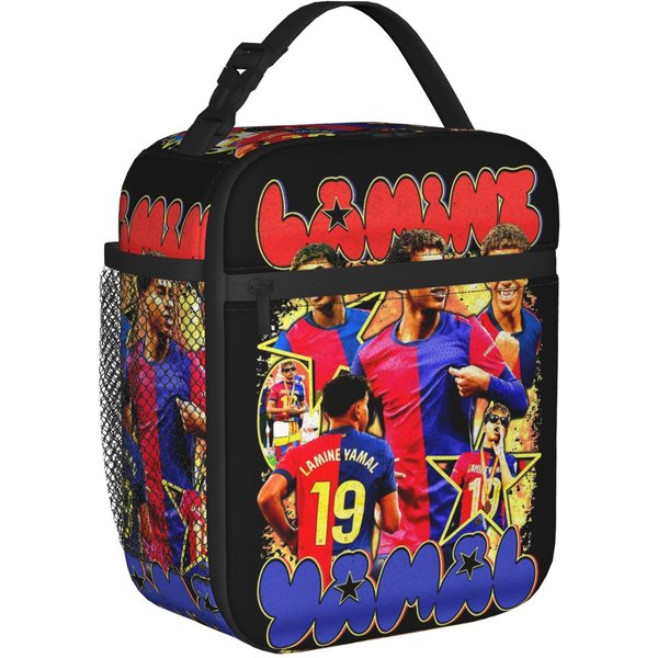 Bolsa De Almuerzo TéRmica Aislada Lamine Y-Yamal, Bolsa TéRmica Reutilizable, Contenedor De Almuerzo FúTbol Balompié Bolsa Tote De Gran Capacidad Bento One Size-image