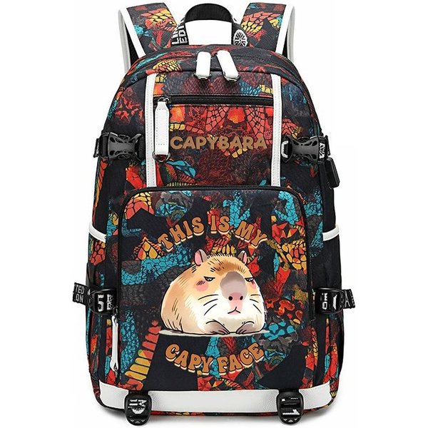 Mochila Estudiante Estampado Capibara Gran Capacidad Mochila De DíA Casual Para Viajes Para NiñOs NiñAs Bolso Escolar-image