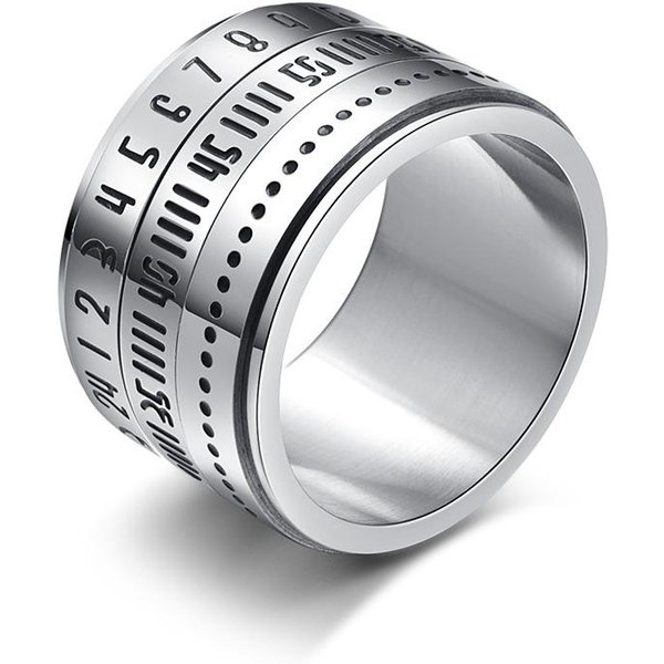 Anillo De Tiempo De Acero De Titanio Europeo Y Americano Anillo Giratorio Con NúMeros ÁRabes 13# Gray-image
