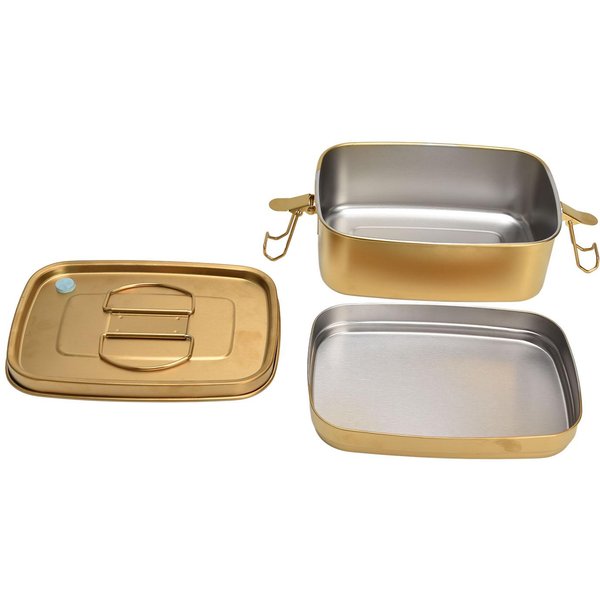 1.5L 304 Stal Nierdzewna Lunch Box Dwuwarstwowy Pojemnik Na Jedzenie Bento Metalowa Zastawa StołOwa ZłOty L-image
