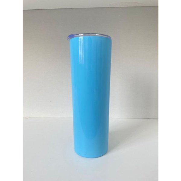 Taza Para Coche De Acero Inoxidable Con Revestimiento Sublimado, Taza De VacíO Con Pajita, Taza Recta Con Aislamiento TéRmico PortáTil Para Coche 20Oz Blue-image