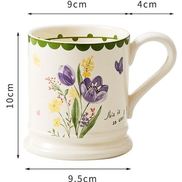 Taza De CeráMica Retro Con DiseñO De Pareja De Tulipanes De Aspecto Elegante, Taza De CeráMica Para El Hogar, Taza De Café Para La Oficina, Regalo 301-400Ml-image