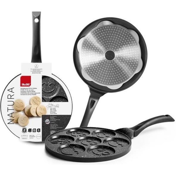 Ibili - CrepièRe Pour 7 Mini-CrêPes Natura, 26 Cm, Fuente De Aluminio, AntiadhéSif Style Pierre, Compatible Con InduccióN-image