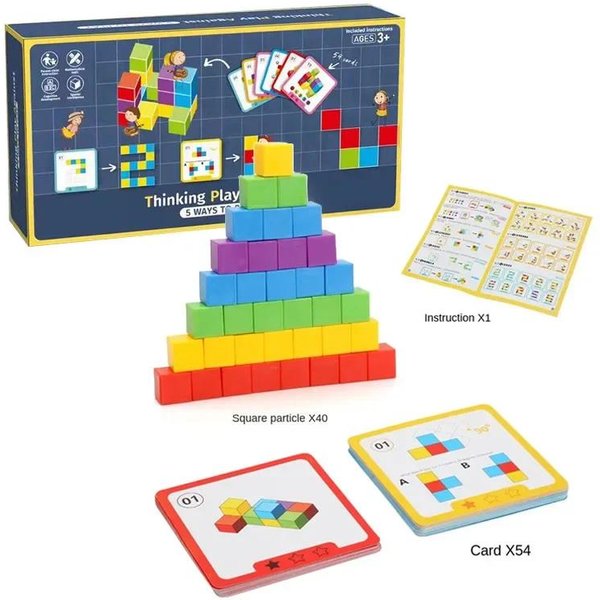 Montessori Magic Block Puzzle Zabawka Przestrzenna Logiczna MyśLenie Treningowa Gra TęCzowe Klocki UkłAdanie Matematyka Zabawki Edukacyjne Dla Dzieci-image