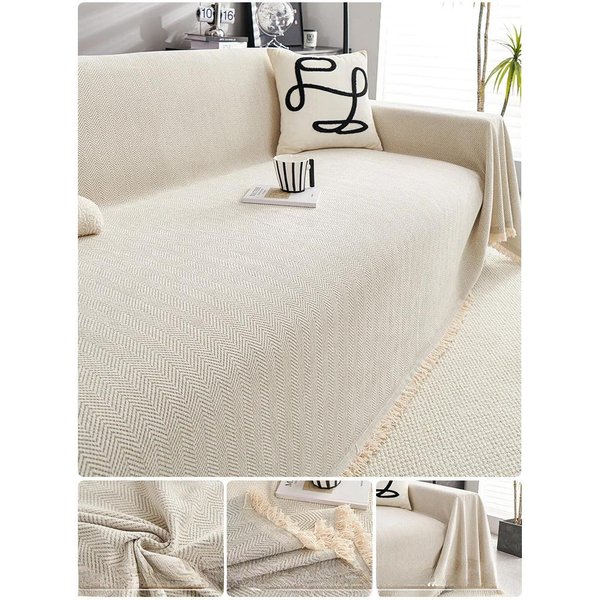 Nueva Funda Impermeable Anti ArañAzos De Gato Para Sofá Muebles Cubierta De Sofá Crema Funda De Sofá Toalla Textil Cubierta Cuatro Estaciones Cubierta Total Universal 180X180Cm71X71Inch-image