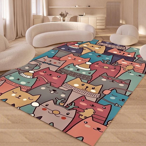 KreskóWkowy Kot Dywanik Mata Dywanik Uroczy Kotek WzóR Dekoracja Domu Mata PodłOgowa Do Salonu Sypialni Dekoracja Salonu 40X60Cm-image