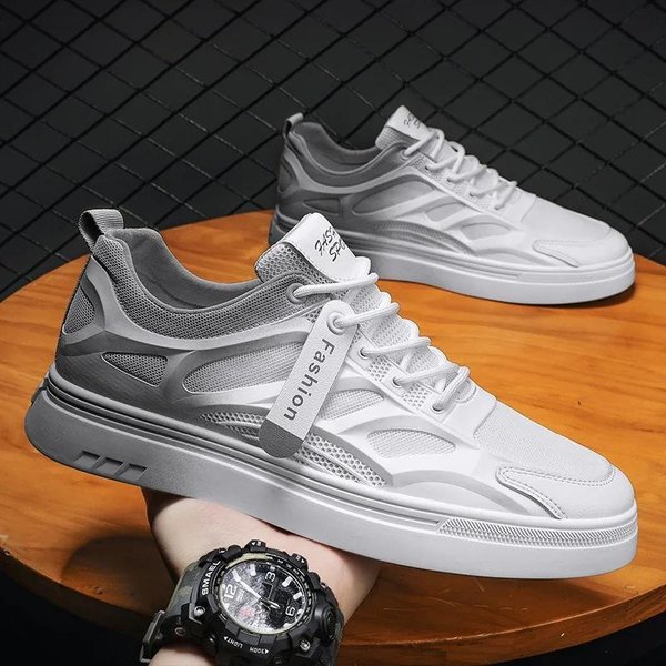 Moda Hombre Zapatos Casuales Primavera Hombre Zapatillas Hombre Zapatos Vulcanizados Blancos Zapatos Combinables Planos Para Hombre Con Cordones Plataforma Zapatillas De Tenis 44 White-image
