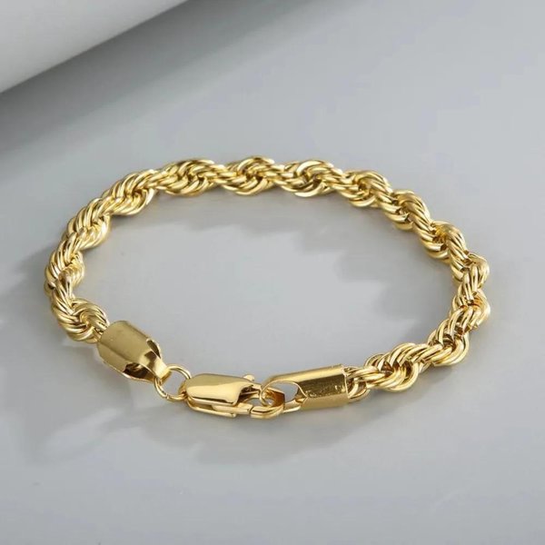 Preciosas Pulseras De Cadena De 4 Mm De Oro De 18K Plata De Ley 925 Para Hombre Amuleto Mujer Dama Chico Fiesta De Boda 20 Cm 8 Pulgadas-image
