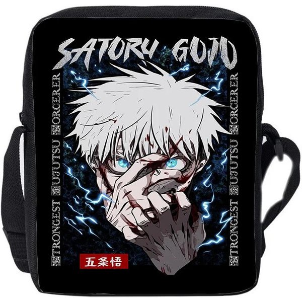 JapońSka Anime Jujutsu Torba Messenger Dla ChłOpcóW DziewcząT Torba Na Ramię Damskie Torebki Kaisen Gojo Satoru Yuji Itadori Torby Crossbody Prezent Black-image