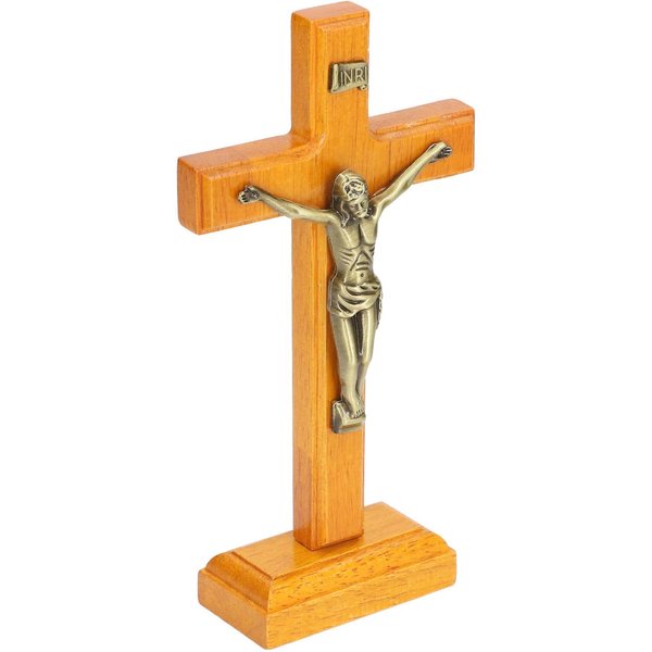 Crucifijo De Madera Hecho A Mano De Pie, CatóLico, JesúS, Crucifijo De Pared, Cruz Religiosa, OracióN, ExhibicióN-image